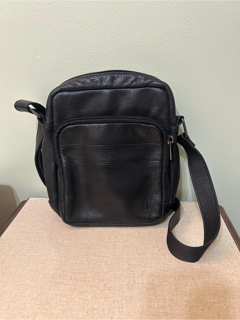 Pelle RFID Black Leather Crossbody Bag